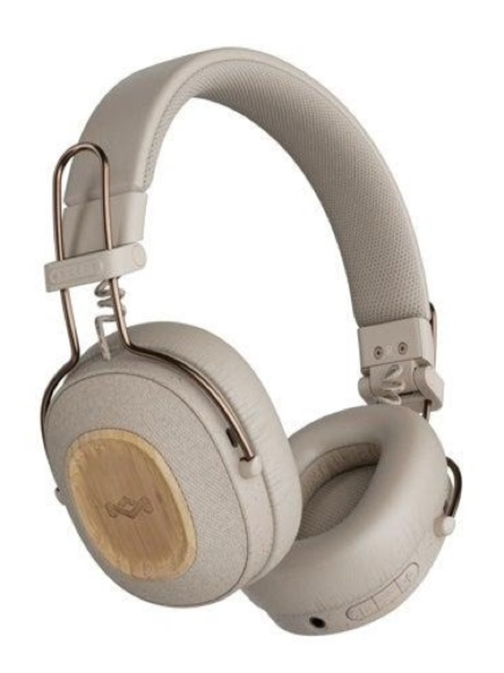 On-Ear Bluetooth Headphones in Cream with Bamboo Accents